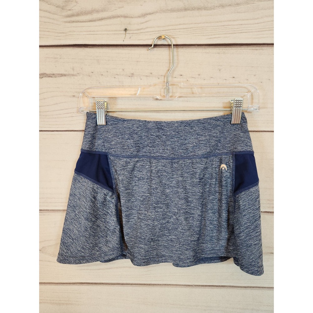 Head Women's Navy Gray Solid Elastic Waist Athletic Running Tennis Skort Size XS